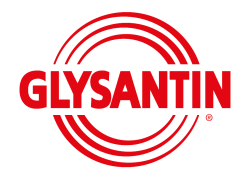 Das Bild zeigt das Wort GLYSANTIN in fetten roten Großbuchstaben, zentriert in drei roten, teilweise konzentrischen Kreisen auf einem hellgrauen Hintergrund - häufig zu sehen im Zusammenhang mit Schmierstoffen für Biogasanlagen.